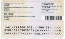 Back side of identity card